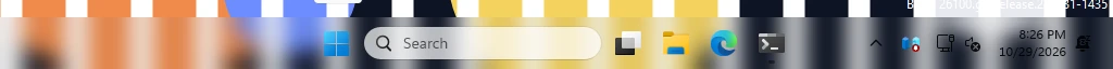 Real Windows taskbar: blur with blur_radius 30: shapes become soft.