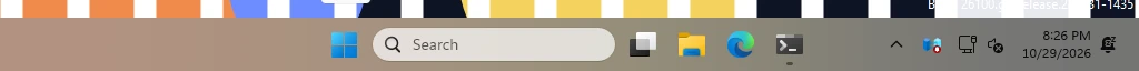 Real Windows taskbar: blur with blur_radius 750 (the maximum): colors average out.