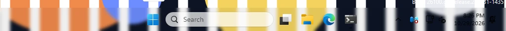 Real Windows taskbar: blur with the default blur_radius 9: a light blur.