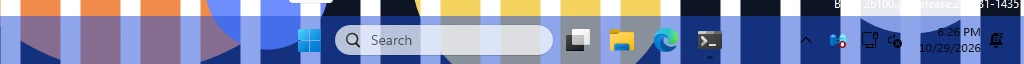 Real Windows taskbar: clear with #1D4ED880: blue at 50% alpha, no blur.