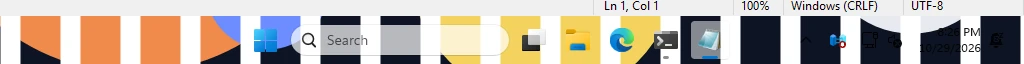 Real Windows taskbar: Default settings with Notepad maximized: still clear, because the Maximized window state is off by default.